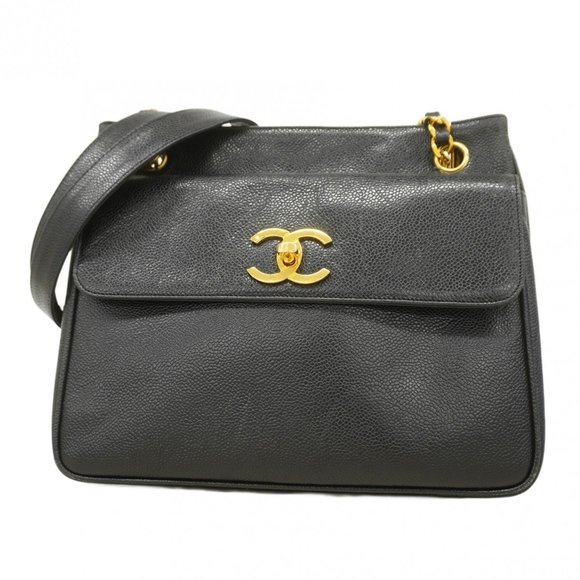 CHANEL Black Caviar Leather Shoulder Bag - Picture 1 of 14